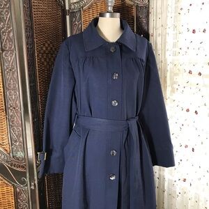 Classic Navy Tie-Waist Trench Coat by